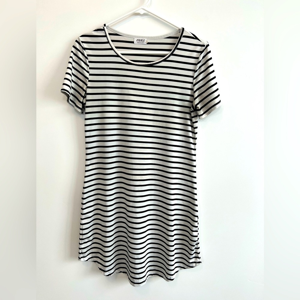 Black and White striped T-Shirt Dress